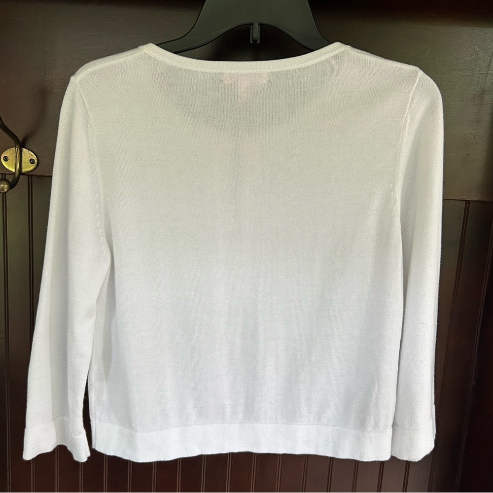 LILLY PULITZER Knit Cropped 3/4 Sleeve Cardigan Preppy Old Money Parisian Size M - Picture 11 of 13